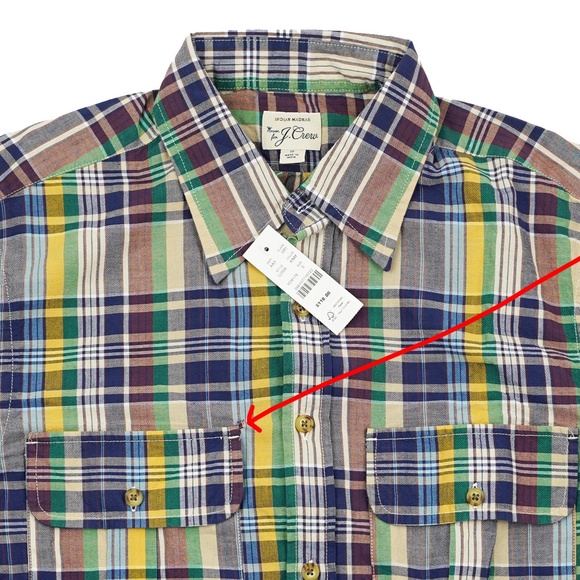 JCREW Size S Two-Pocket Workshirt Indian Madras Kendrick Navy Multi $118 - Picture 5 of 8